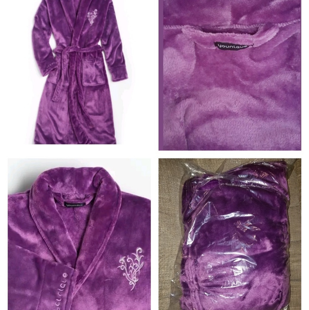 Younique plush purple bathrobe